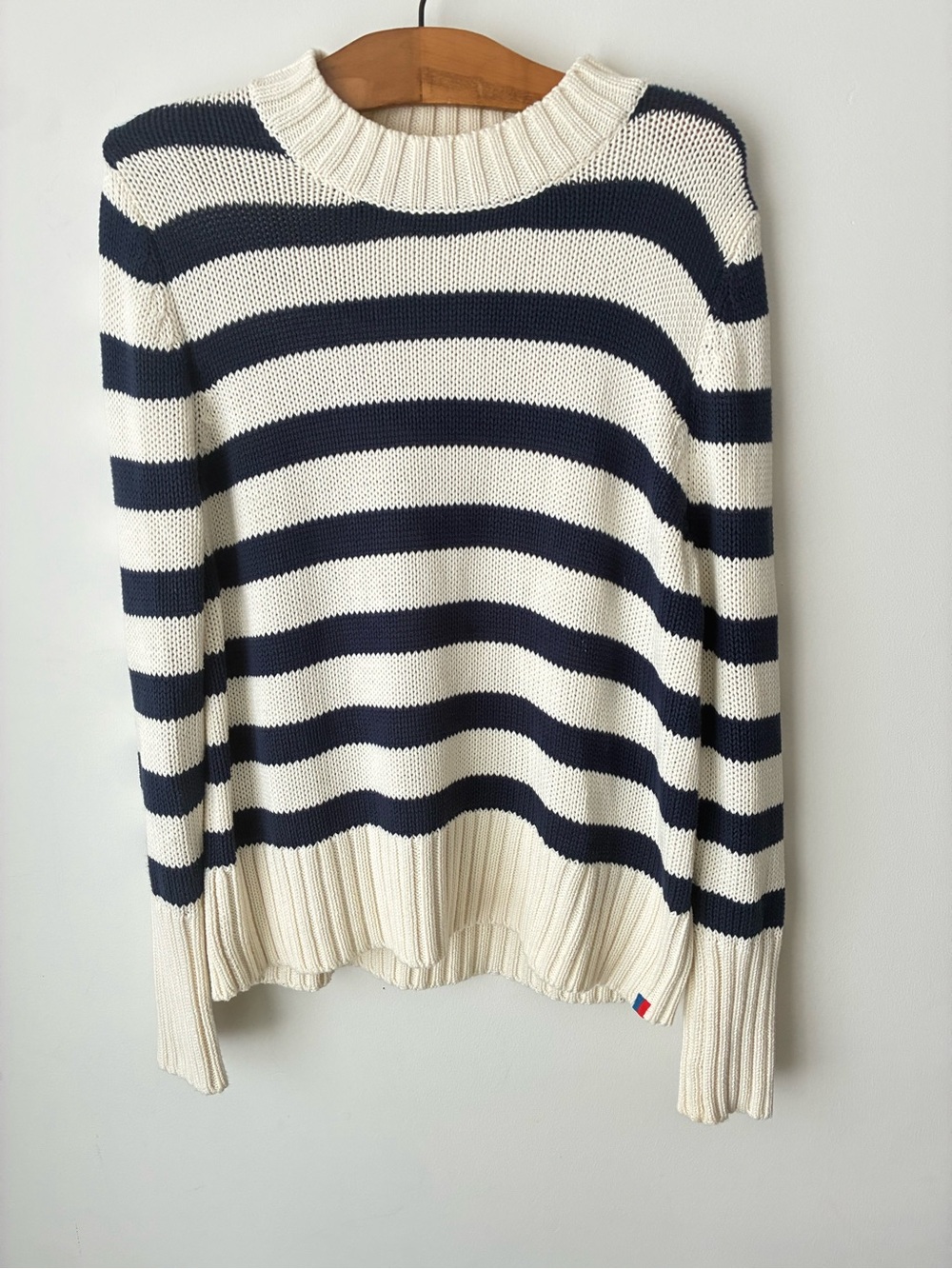 Kule Sweater Women’s Large The Tatum In Cream Navy Stripe 100% Cotton — image 4 of 8